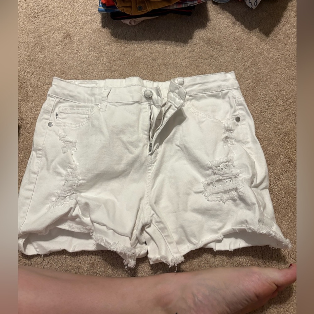 White Distressed Women Shorts